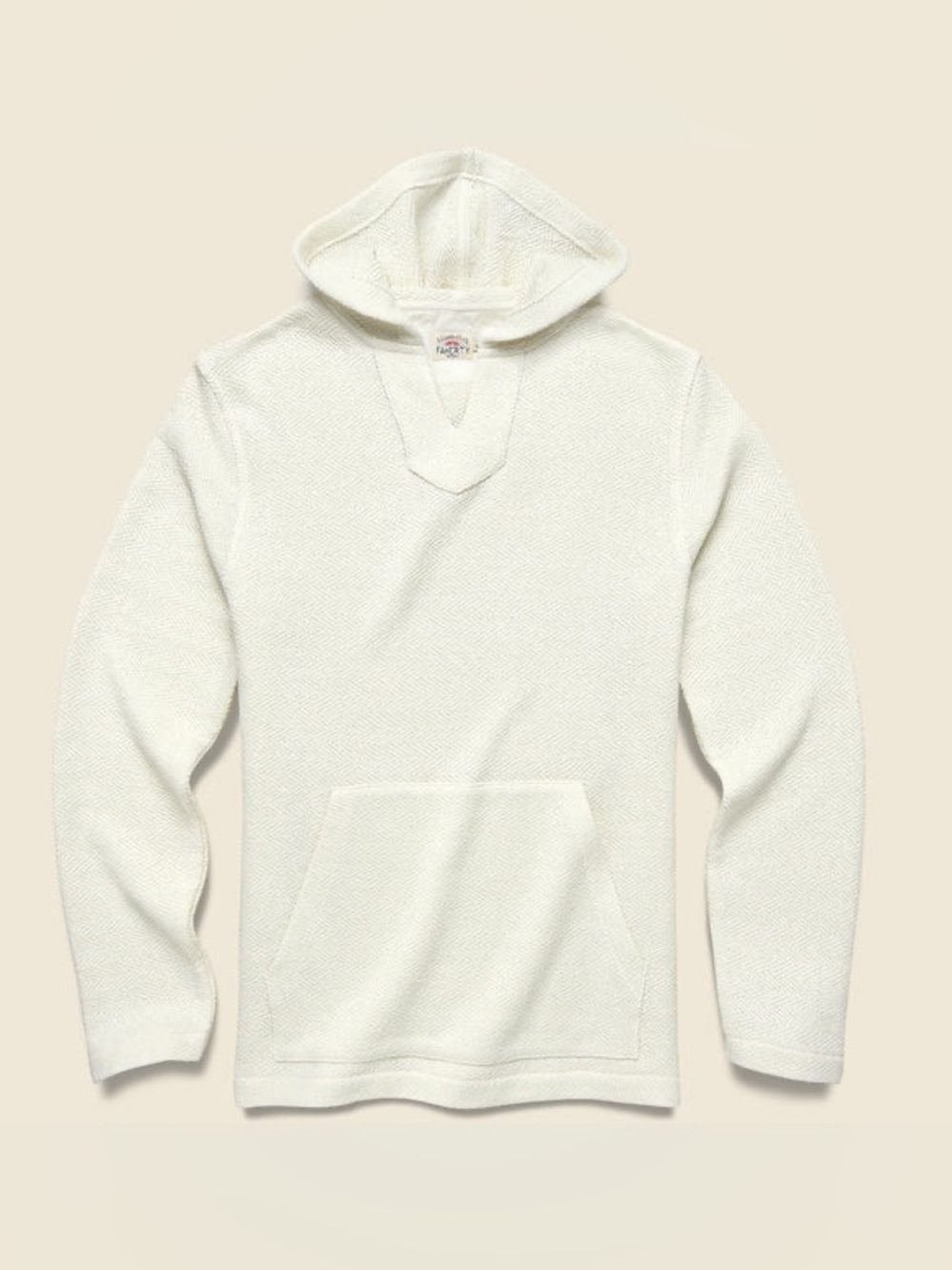 Faherty Women's Ivory V-Neck Hoodie Sweater Whitewater Hoodie - Beach Pearl